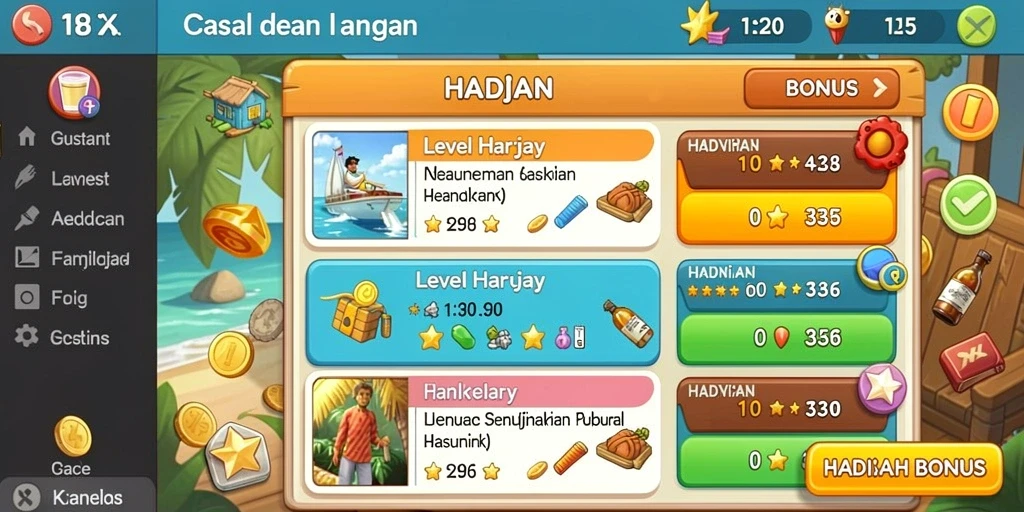 Tampilan utama aplikasi dengan berbagai pilihan permainan.